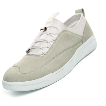 Seanut Men's Casual Skater Shoes Lace flat shoes (White)