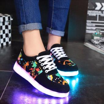 Men Women Blink LED Light Lace Up Sportswear Sneaker Luminous Casual Shoes - intl