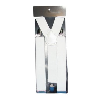 Men Womens Clip-on Suspenders Elastic Y-Shape Adjustable Braces Pants Suspender (White) - intl