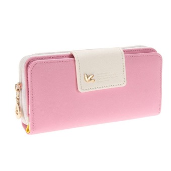 Women Wallets New Fashion Trends Pumping Multi-card Position Two Fold Wallet lady Long Zipper Purse Card Holder(Pink) - Intl