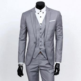Jaket Jas - Blazer Casual Cowok Keren Korean Style - Silver