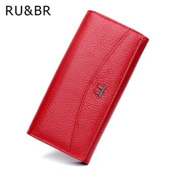 RU&BR Genuine Leather Wallet Simple Women Wallets And PurseCowhide Womens Clutch Credit Cion Pocket Card Holder LadiesWallets - intl