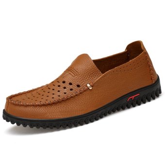 Summer Causal Shoes Men Loafers high quality Genuine Leather Moccasins Men Driving Shoes size 35-47 - intl