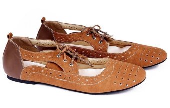 Garucci GUP 6144 Sepatu Flat Shoes Wanita - Suede - Cantik (Tan)