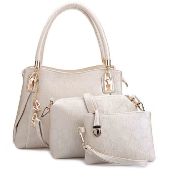 Wanita 3 buah tas jinjing tas Set dompet tas kulit PU - Internasional