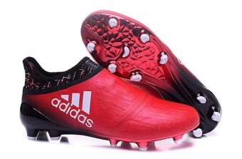 NO Shoelaces 2016 X16+ Purechaos FG AG Football Shoes Men's Soccer Shoes Elastic Fantastic Quick Synthetic Unique Non-slip Hard-wearing Red - intl