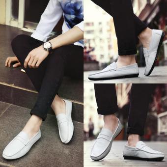 TF Men Flat shoes Korean Leisure fashion trends leather shoes(White) - intl