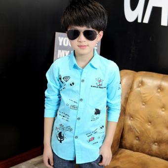 QQ Boy covered with printed shirt Blue - intl