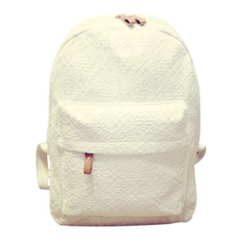 360DSC Preppy Style Backpack Women Lace Canvas Bag Casual Satchel Shoulders Bag - White - Intl