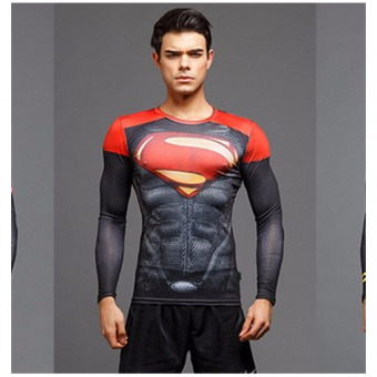 QQ Sports fit men's Superman T-shirt Black - intl