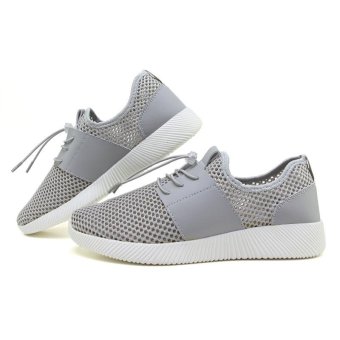 Man Mesh Loafers Slip Ons 2017Summer Flat Outdoor Couple Shoes For Lovers New Breathable Mesh Solid Unisex Shoes Slip On Casual Men Shoes(lightgrey) - intl