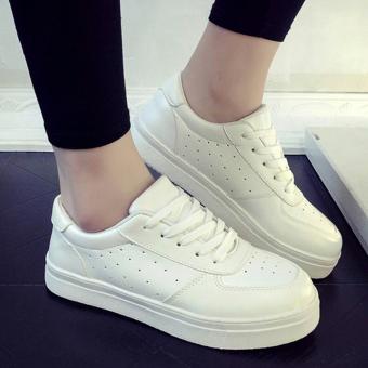 Sepatu Kets Wanita Putih Solid - Putih Sepatu Bolong Samping [WHITE]