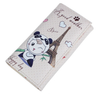 Panda bambu pola dompet panjang wanita tas dompet genggam pemegang kartu - International
