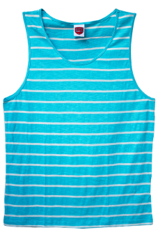 City B**ch Men Singlet Stripped Turquoise