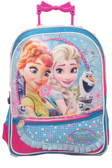 BGC Disney Frozen Anna Elsa Troley Pita Renda Tas Anak Sekolah SD 3 Kantung - Pink-Biru