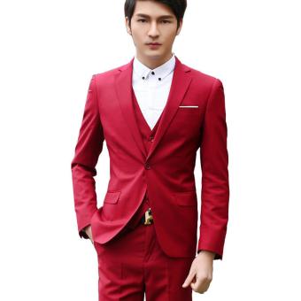 Gallery Fashion - Satu stell jas pria model terbaru ( jas + vest + celana ) warna merah / red - 94