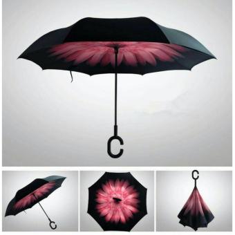 Payung terbalik double layer - inverted umbrella / inside out umbrella - motif bunga