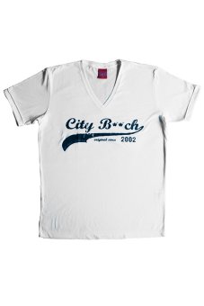 City B**ch V Neck T-Shirt Super Beach Style - Putih