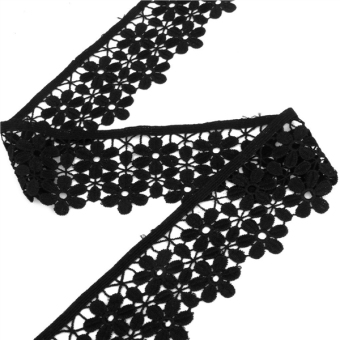 8cm 3yd Embroidered Flower Lace Trimming Edging Trim Sewing Craft (Black) - intl