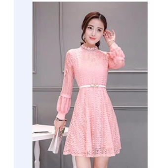 Cocoepps 2017 New Korean Style Lace Bodycon Dresses Plus size Sexy dress Pink - intl
