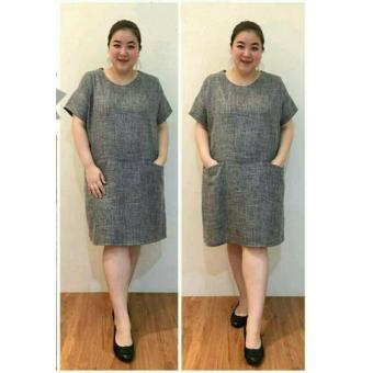 Ace Fashion Dress Wanita Kaka Jumbo - (Grey)