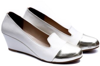 Garucci GPM 5140 Sepatu Formal Wedges Wanita (Putih Kombinasi)