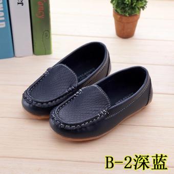 Fashion Boys and Girls Leisure Shoes Beanie Shoes Lovely Solid Princess Soft Bottom Shoes Dark Blue - intl