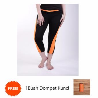 Ronaco Celana Senam Zumba Pants Celana Aerobik Celana Yoga Import – Hitam strip orange - CSI008