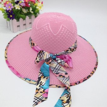 GEMVIE New Fashion Women Summer Beach Hat Ladies Outdoors Visors Wide Brim Sun Hat (Pink) - intl