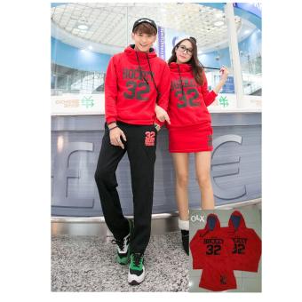 couple store cs - sweater couple pasangan hockey 32 red + Rok