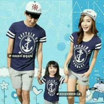Kaos keluarga/T-shirt Family (Ayah+Bunda+Anak)-CAPTAIN OF MY HEART-navy