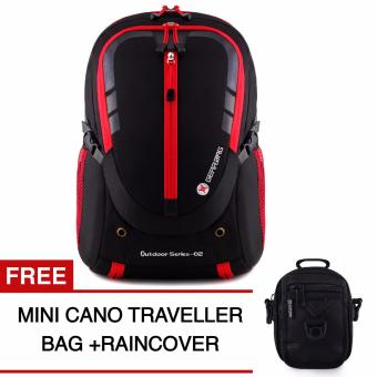 Gear Bag - Cyborg X23 Backpack - Black Red + Raincover + FREE Mini Cano Traveller