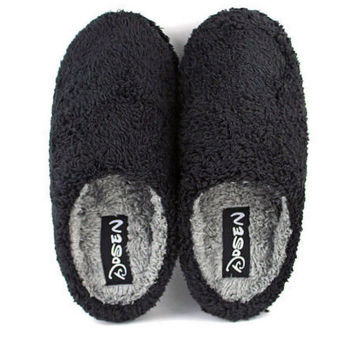 Men's Casual Slippers Shoes Soft Warm Indoor Slipper Home Black