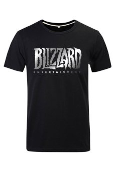 Cosplay Men's Blizzard Entertainment Logo T-Shirt (Black Silver)