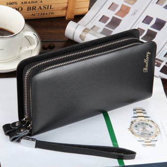Orang-orang bisnis PU kulit kopling dompet tas wanita tas panjang ritsleting tas pemegang kartu hitam - International