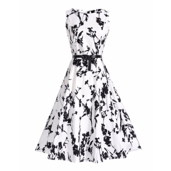 COCOEPPS Vintage Floral Printed Women Dress various styles printed dress chic elegant sexy fashion o-neck A-Line Dresses - intl