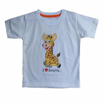 Toylogy Pakaian Anak Perempuan - Baju Kaos Anak Sablon Jerapah ( I Love Giraffe Shirt ) White