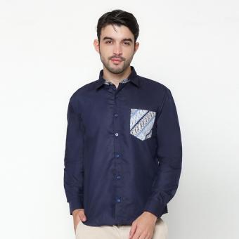EN-ZY Men Shirt Pocket Batik Parang - Navy