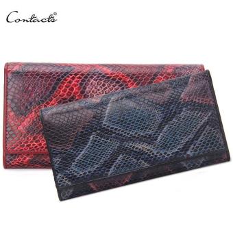 SNG High-grade Female Wallets Series-Contact's 2017 New Genuine Leather Women Wallet Clutch Brand Design Hand Bag Serpentine Fashion Lady Wallets with Card Holder (Wine Red) - intl