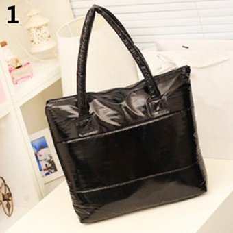 Broadfashion Women Korean Style Space Bale Cotton Tote Casual Shoulder Bag Handbag (Black) - intl