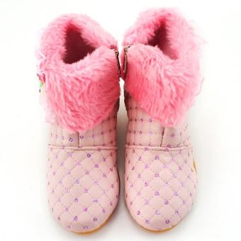 Sepatu Boot Anak Cewe Motif Chanel Payet (6bln - 5thn) Bgacnlag Pink