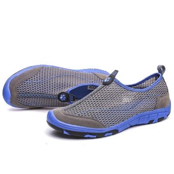 2017 Mens Net Surface Sandals Summer Breathable Shoes Casual Mens Air Mesh Sandals Summer Loafers Driving Shoes Man Mesh Loafers Slip Ons(grey) - intl