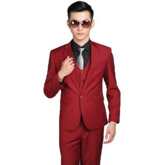 Gallery Fashion - Satu stell jas pria kancing 1 ( Red Maroon ) slim fit - 35