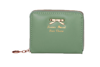 Leegoal Fashion wanita zip dompet kulit Pu tas dompet pemegang kartu Mini (hijau) - International