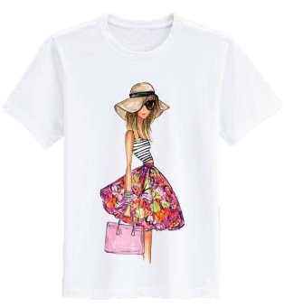 Sz Graphics T Shirt Wanita T Shirt Fashion Fashion Floral Kaos Wanita - Putih
