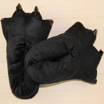 4ever 1 Pairs of Men Winter Warm Soft Home Slippers Animal Paw Claw Plush Shoes Christmas Gift (Black) - intl