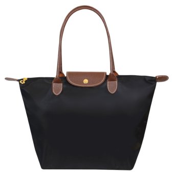 360DSC Large Size Fashion Folding Nylon Dumpling Shape Bag Handbag Tote Bag Beach Bag for Women - Black - Intl