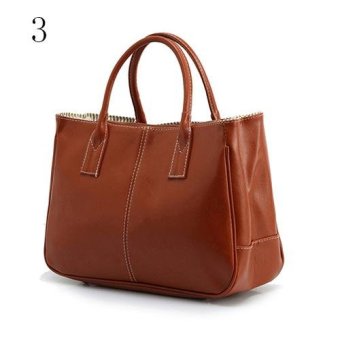 Broadfashion Women's Fashion Faux Leather Satchel Bag Tote Handbag Single Shoulder Bag (Camel) - intl