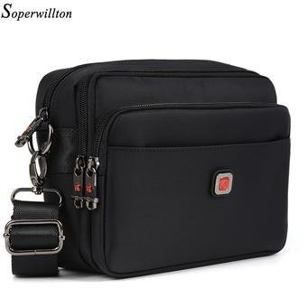 Soperwillton Brand 2017 New Man Bag Male Oxford Water-proof Zipper Messenger Bag Men's Famous Brand Design Black Travel Bag 1053(Int: One size)