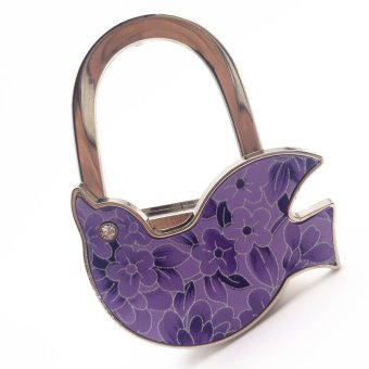 BolehDeals BolehDeals Foldable Peace Dove Purse Hanger Handbag Safer Table Hook Decor Dark Purple